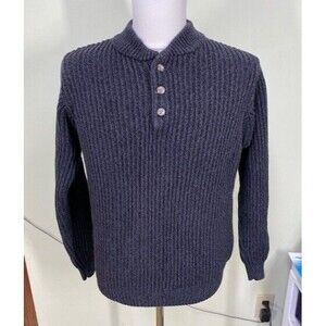 L.L. Bean Sweater Mens Sz S Gray Cotton Henley Pullover Hiking Outdoors Preppy
